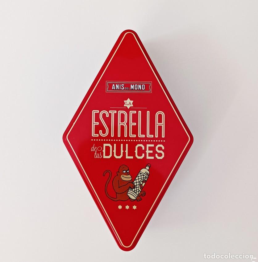 Cajas y cajitas met&aacute;licas: LATA CAJA METALICA ROMBO ANIS DEL MONO LA ESTRELLA DE TUS DULCES RAREZA VINTAGE PUBLICIDAD GALLETAS