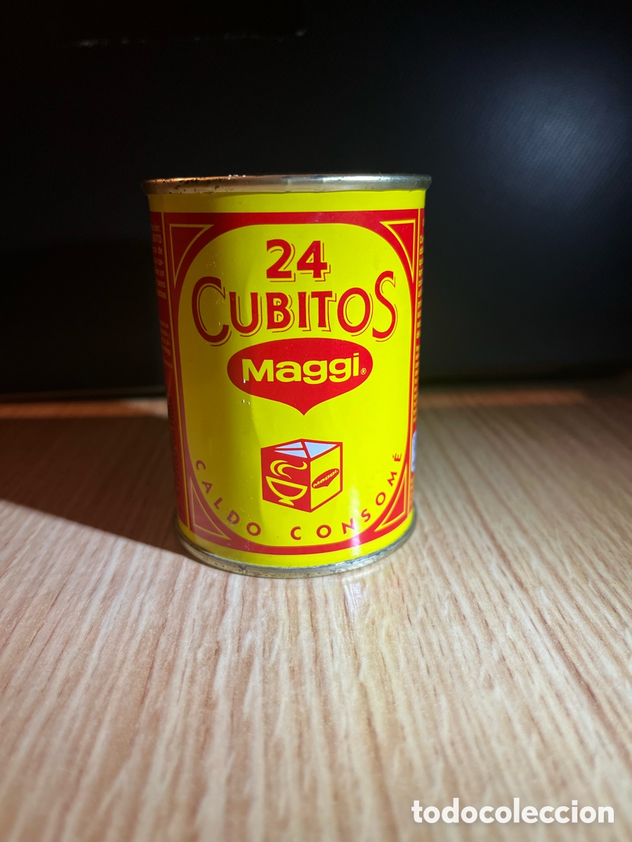 Cajas y cajitas met&aacute;licas: Cajita met&aacute;lica 24 CUBITOS MAGGI. Caldo Consom&eacute;. Caja metal. A&ntilde;os 90