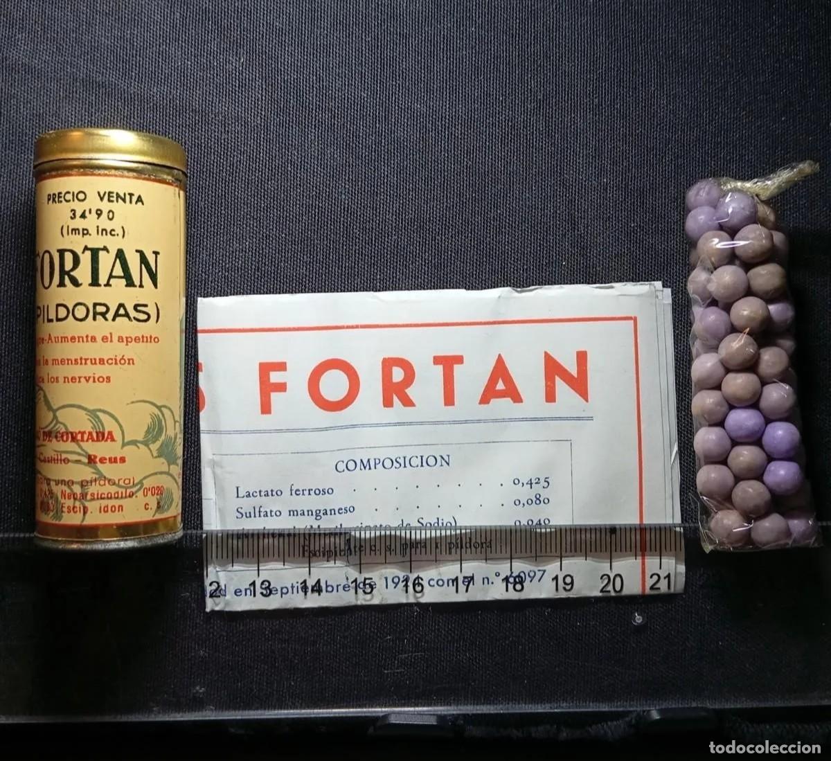 Cajas y cajitas met&aacute;licas: Antiguo Bote Hojalata Pildoras Fortan 1924 Laboratorios Klam Reus Farmacia Antigua