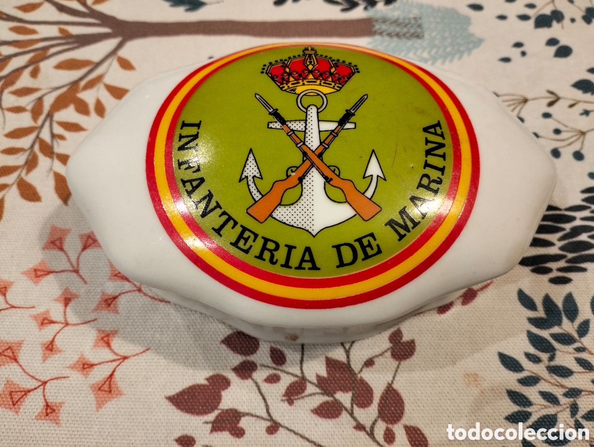 Cajas y cajitas met&aacute;licas: Caja / Joyero de porcelana Infanter&iacute;a de Marina Espa&ntilde;ola (Vintage / Militaria