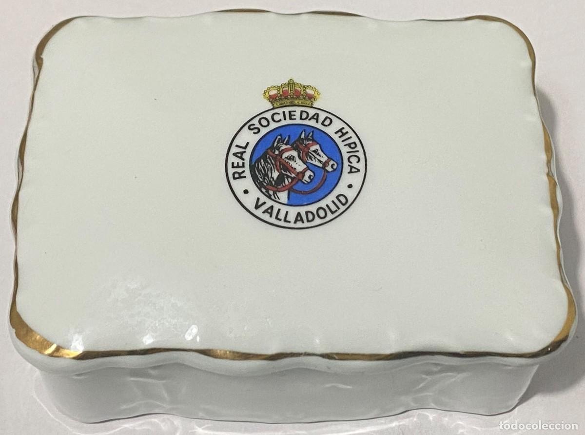 Cajas y cajitas met&aacute;licas: Caja Joyero Valladolid, Real Sociedad H&iacute;pica, Caballos, Espa&ntilde;a. A&ntilde;os &acute;80. Porcelana