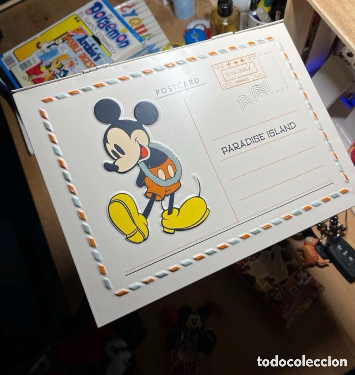 Cajas y cajitas met&aacute;licas: Caja de metal para almacenamiento tipo sobre de cartas / buz&oacute;n. Original de disney mickey mouse.