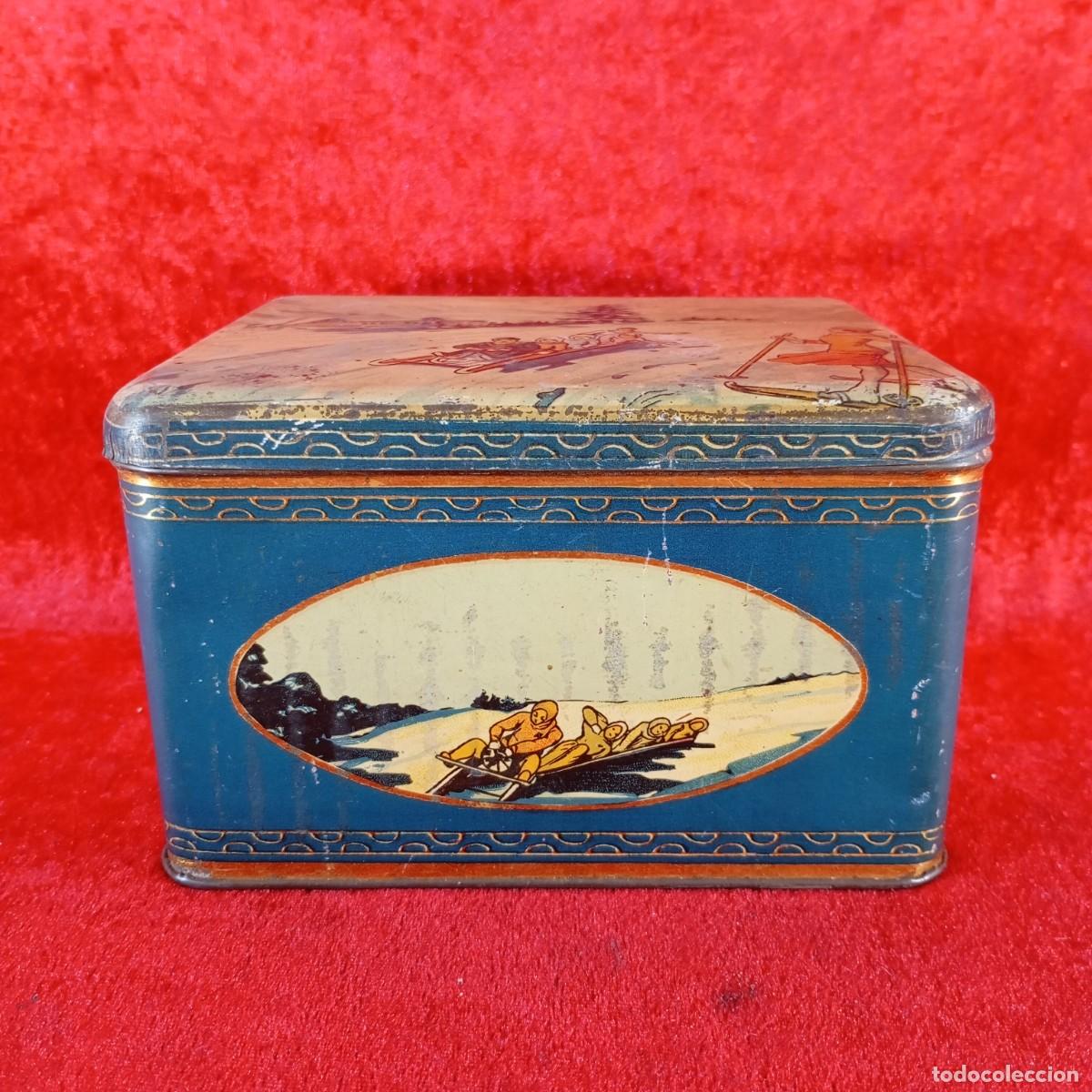 Cajas y cajitas met&aacute;licas: CAJA METALICA VINTAGE - TEMATICA INVERNAL - SIGLO XX - D&Eacute;CADA DE 1920'S - 14,5 X 17 CM