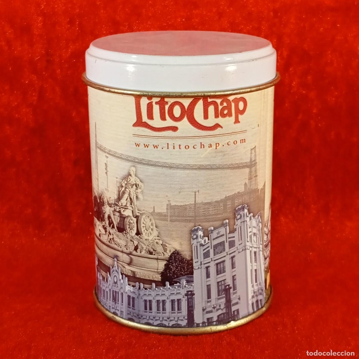 Cajas y cajitas met&aacute;licas: CAJA METALICA VINTAGE - BARCELONA - SIGLO XX - LITO CHAP - 10,5 CM DE ALTO - 7 CM DE DIAMETRO