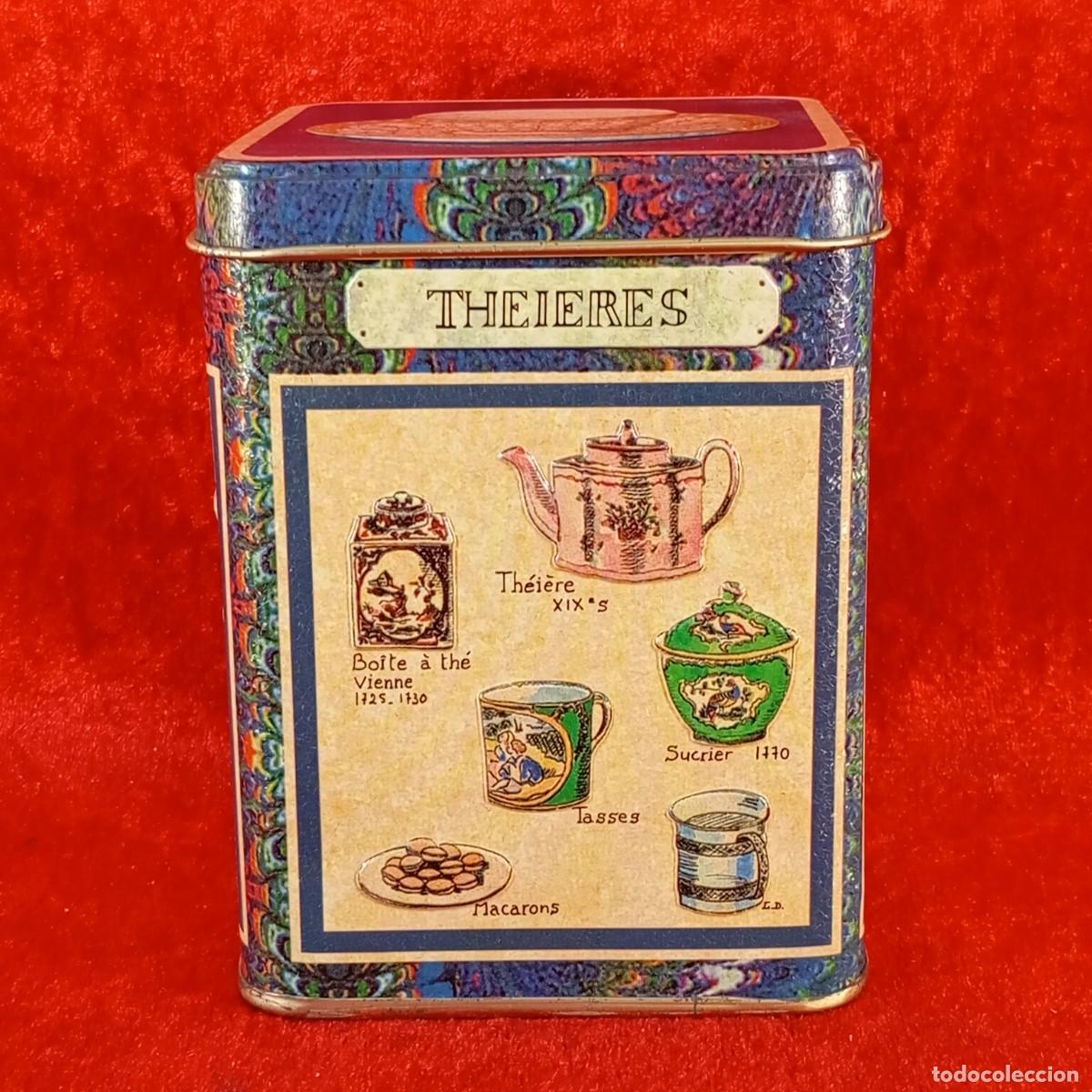 Cajas y cajitas met&aacute;licas: CAJA METALICA VINTAGE - COLOR AZUL - SIGLO XX - THEIERES - 9 X 9 CM - 11,8 CM DE ALTO