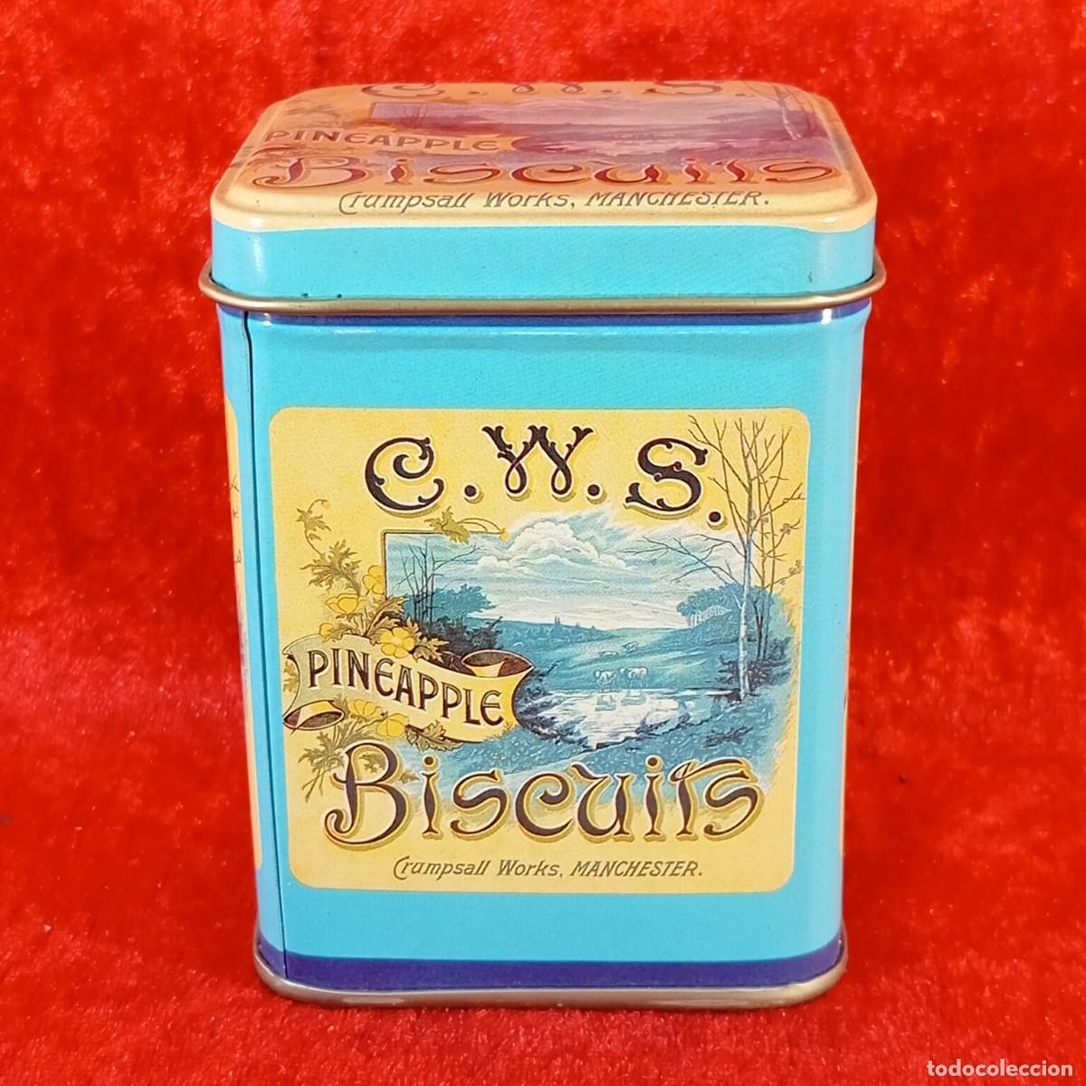 Cajas y cajitas met&aacute;licas: CAJA METALICA VINTAGE - SIGLO XX - C. W. S. BISCUITS - MANCHESTER - 7 X7 CM - 9 CM DE ALTO