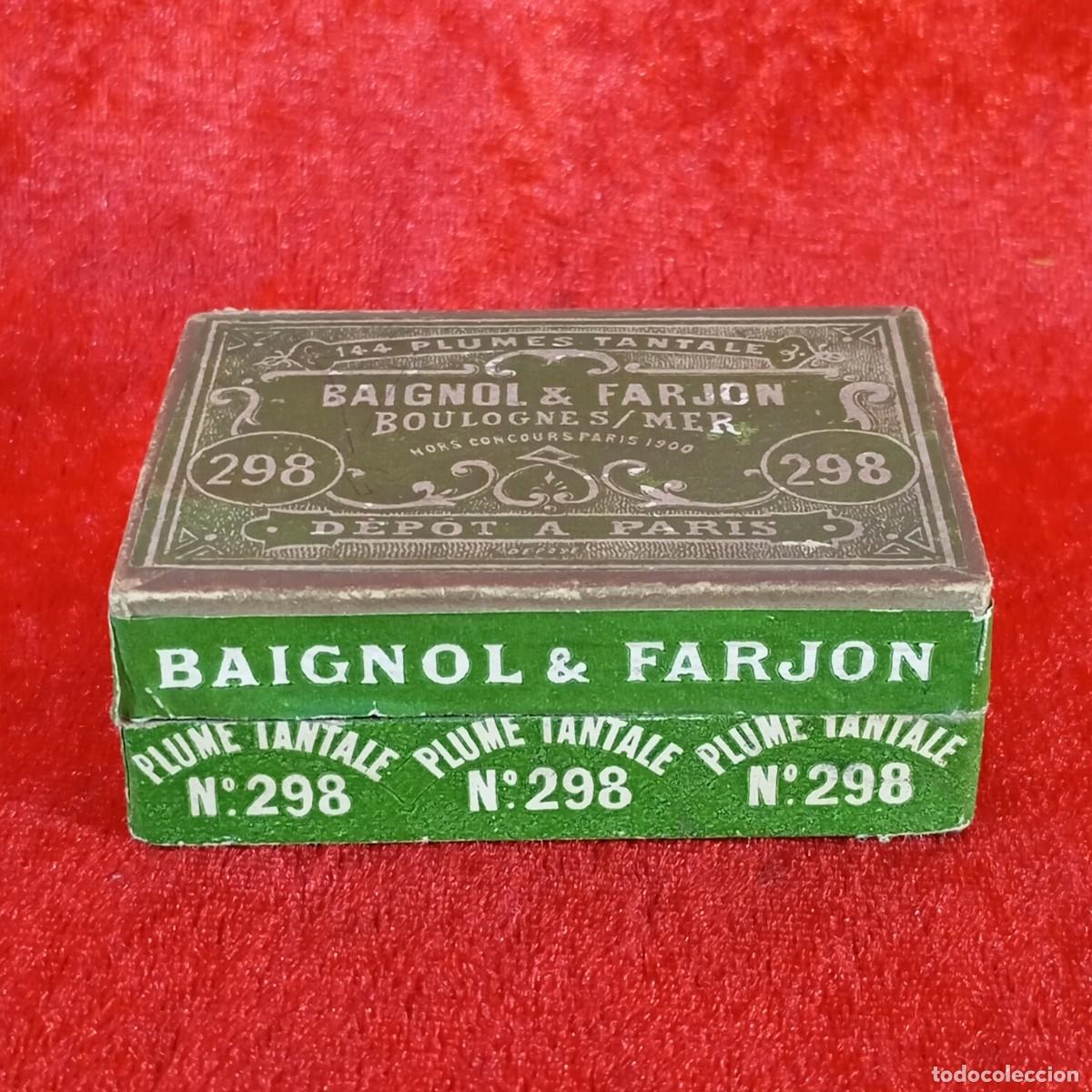 Cajas y cajitas met&aacute;licas: ANTIGUA CAJA VERDE DE PUMILLAS DE ACERO - MARCA FRANCESA BAIGNOL & FARJON - 5 X 7 CM