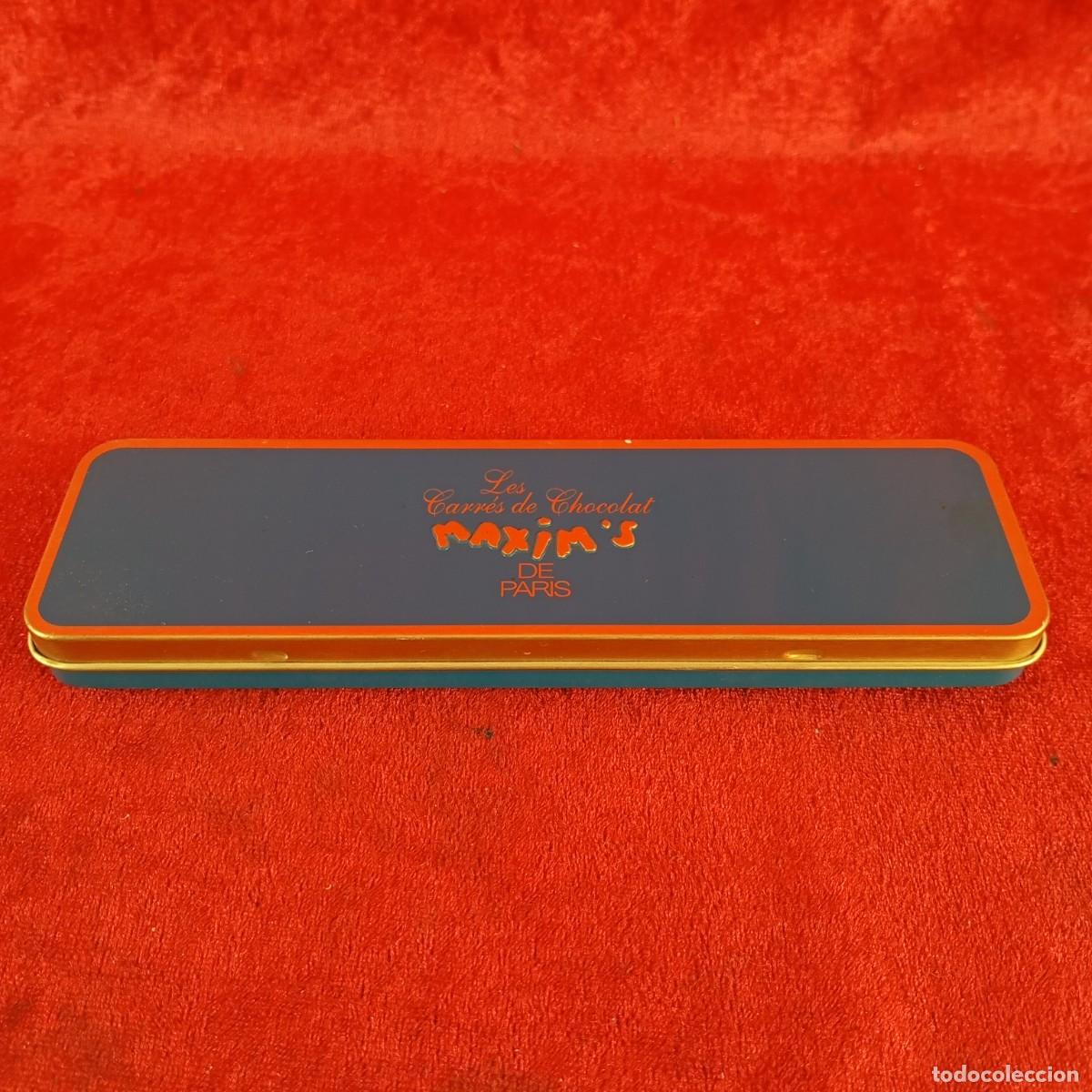 Cajas y cajitas met&aacute;licas: LATA MET&Aacute;LICA RECTANGULAR VINTAGE - MARCA DE ALTA GASTRONOM&Iacute;A MAXIM'S DE PARIS - 5,5 X 18,5 CM