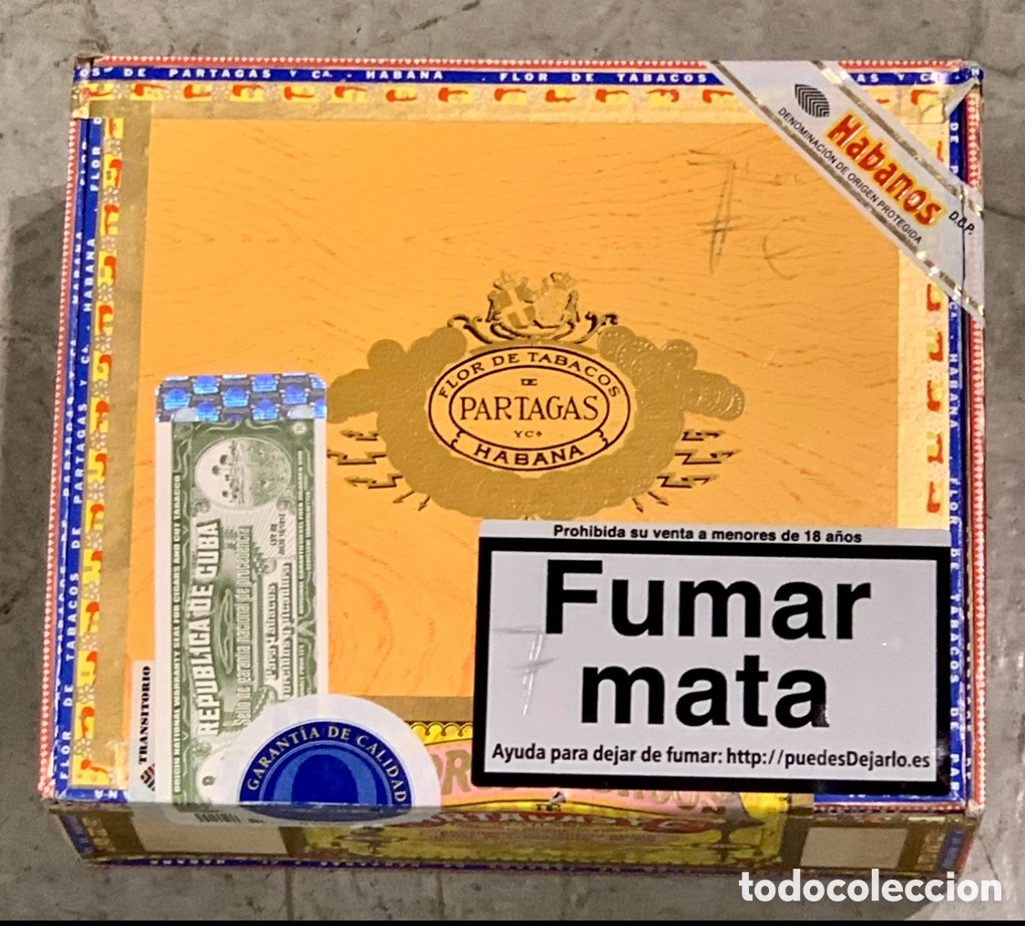 Cajas y cajitas met&aacute;licas: Caja de Puros vac&iacute;a. Flor de Tabacos de PARTAGAS. HABANA. Madera. Hecha a mano.