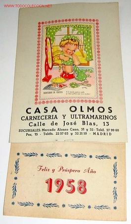Colecionismo Calend&aacute;rios: ANTIGUO CALENDARIO DE 1958 COMPLETO A ESTRENAR YA QUE NO LE FALTA NINGUNA HOJA - CON PUBLICIDAD DE C