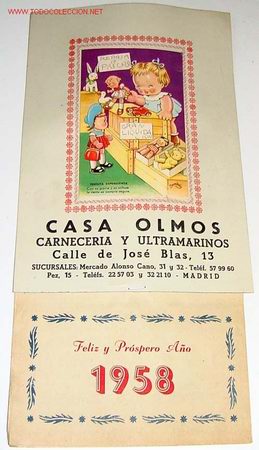 Colecionismo Calend&aacute;rios: ANTIGUO CALENDARIO DE 1958 COMPLETO A ESTRENAR YA QUE NO LE FALTA NINGUNA HOJA - CON PUBLICIDAD DE C