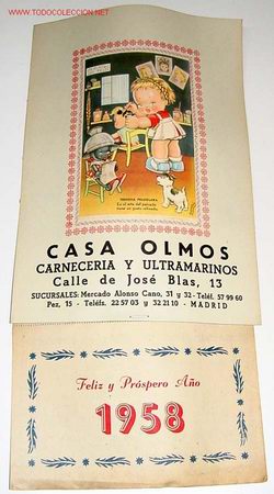 Colecionismo Calend&aacute;rios: ANTIGUO CALENDARIO DE 1958 COMPLETO A ESTRENAR YA QUE NO LE FALTA NINGUNA HOJA - CON PUBLICIDAD DE C