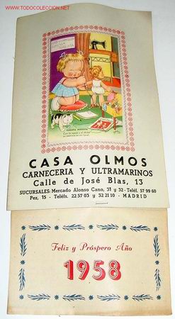 Colecionismo Calend&aacute;rios: ANTIGUO CALENDARIO DE 1958 COMPLETO A ESTRENAR YA QUE NO LE FALTA NINGUNA HOJA - CON PUBLICIDAD DE C