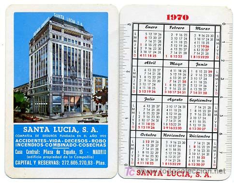 Collectionnisme Calendriers: CALENDARIO FOURNIER , SANTA LUCIA SEGUROS , 1970 FOURNIER CAD 164