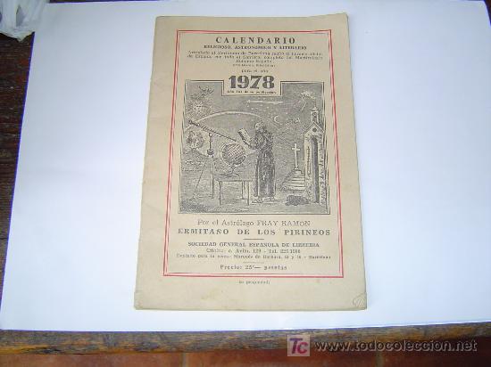 Coleccionismo calendarios: Calendario Ermita&ntilde;o (1978) - Foto 1