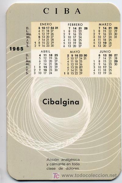 Colecionismo Calend&aacute;rios: CALENDARIO    CIBALGINA    1964-5   CAL15