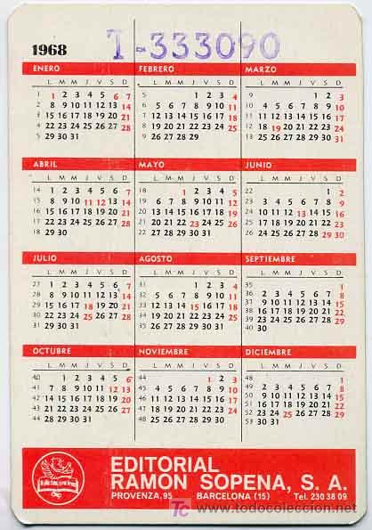 Coleccionismo calendarios: CALENDARIO    SOPENA   1968  CAL20 - Foto 2