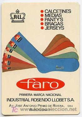 Collectionnisme Calendriers: CALENDARIO CALCETINES FARO   ,  1972   CAL331    VER FOTO DEL REVERSO