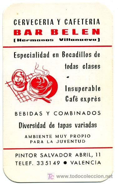 Colecionismo Calend&aacute;rios: CALENDARIO  BAR BELEN , VALENCIA    1971    CAL688