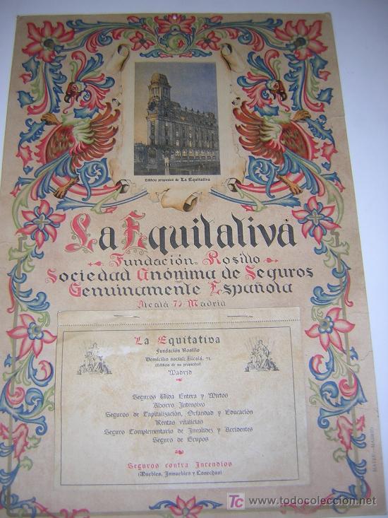 Coleccionismo Calendarios: CALENDARIO MODERNISTA DE SEGUROS LA EQUITATIVA, MADRID, A&Ntilde;O 1928, 47 X 32 CM.