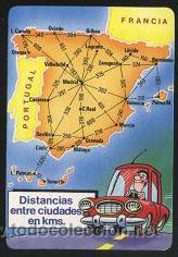 Coleccionismo calendarios: calendario - distancias entre ciudades 1991 (ver imagen del dorso en fotos adicionales)