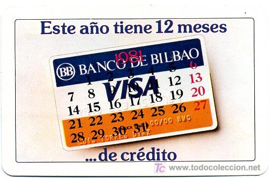 Coleccionismo calendarios: CALENDARIO FOURNIER , BANCO BILBAO , VISA , PERFECTO,   1981  , CAL 539