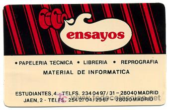 Collezionismo Calendari: CALENDARIO PUBLICIDAD PAPELERIAS ENSAYOS, PLASTICO  , 1989  , CAL1066