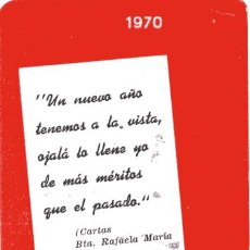 Coleccionismo Calendarios: BEATA RAFAELA MARIA. FELICITACION AÑO 1970. Lote 5217193
