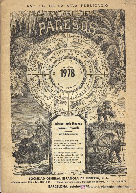 Coleccionismo calendarios: Calendari dels Pagesos 1978 - Foto 1