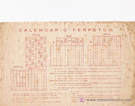 calendario perpetuo - Acquista Calendari antichi su todocoleccion