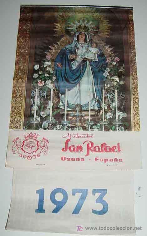 Colecionismo Calend&aacute;rios: ANTIGUO CALENDARIO CON PUBLICIDAD DE MANTECADOS SAN RAFAEL - OSUNA - SEVILLA - IMAGEN DE LA VIRGEN -