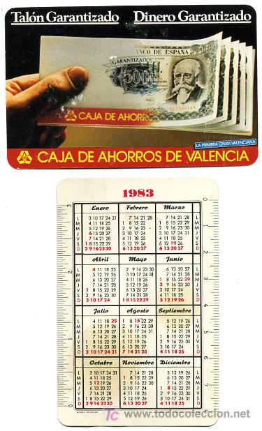 Collezionismo Calendari: CALENDARIO FOURNIER CAJA DE AHORROS DE VALENCIA , BILLETES ECHEGARAY , 1983 , CAD 230