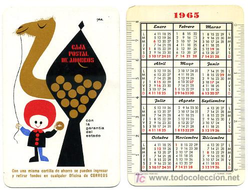 Collectionnisme Calendriers: CALENDARIO FOURNIER CAJA POSTAL DE AHORROS , 1965 , CAD 255