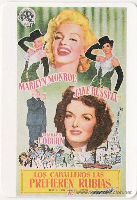 Coleccionismo calendarios: CALENDARIO LOS CABALLEROS LAS PREFIEREN RUBIAS. MARILYN MONROE, JANE RUSSELL. 1990. MP 99.