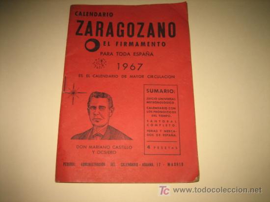 Coleccionismo Calendarios: CALENDARIO ZARAGOZANO EL FIRMAMENTO  1967