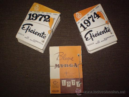 Collectionnisme Calendriers: 3 BLOQUES DE SOBREMESA. EFICIENTE Y MYRGA. 1971-72-74. NUEVOS.