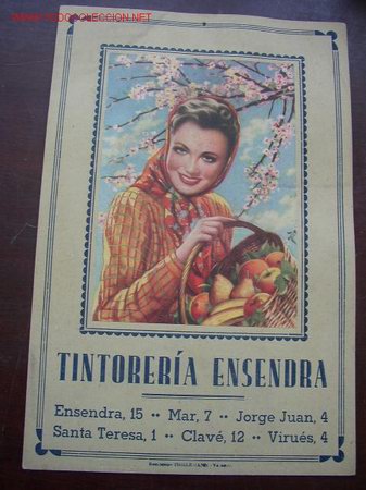 Collectables Calendars: CALENDARIO ( SOLO EL CARTEL PROPAGANDISTICO )- TINTORER&Iacute;A ENSENDRA- VAL.