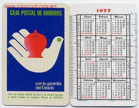 Collectionnisme Calendriers: CALENDARIO FOURNIER , CAJA POSTAL DE AHORROS , FOURNIER, 1977 , CAD   120