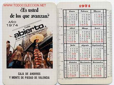 Coleccionismo Calendarios: CALENDARIO FOURNIER , CAJA AHORROS VALENCIA , FOURNIER, 1974 , CAD 133