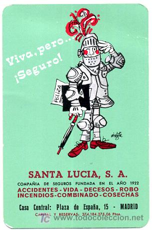 Collectables Calendars: CALENDARIO FOURNIER , SEGUROS SANTA LUCIA , 1972 , CAL1855