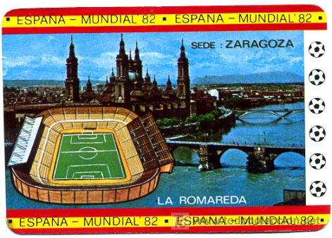 Coleccionismo calendarios: CALENDARIO TEMA FUTBOL , ESTADIO LA ROMAREDA ZARAGOZA  , MUNDIAL 1982  , CAL1995