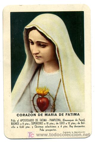 Colecionismo Calend&aacute;rios: CALENDARIO FOURNIER , CORAZON MARIA DE FATIMA , 1961 , CAL2165