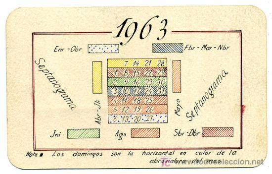Colecionismo Calend&aacute;rios: CALENDARIO CURIOSO 1963 GRAFICOS , de bolsillo.