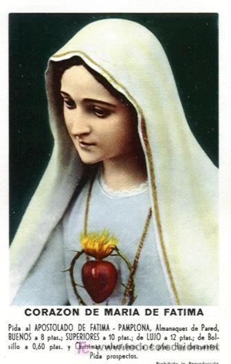 Collezionismo Calendari: Calendario Fournier del Coraz&oacute;n de Mar&iacute;a de F&aacute;tima. A&ntilde;o 1961 (HF3)