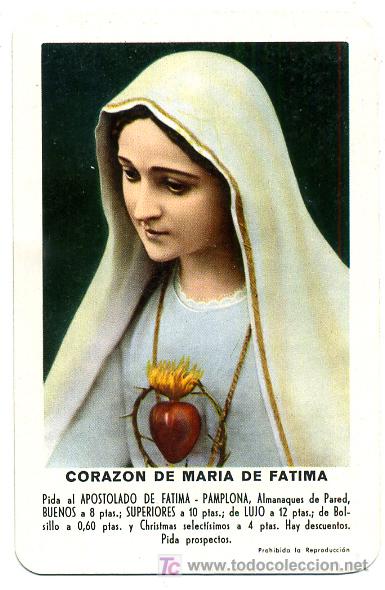Coleccionismo calendarios: CALENDARIO FOURNIER , CORAZON MARIA DE FATIMA , 1961  , CAL2417