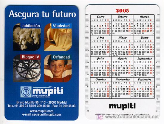 Collezionismo Calendari: CALENDARIO FOURNIER , PUBLICIDAD MUPITI , 2005 , CAD 272