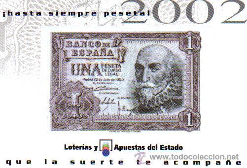Collectionnisme Calendriers: Calendario Bolsillo Loterias y Apuestas del Estado 2002 Una Peseta LAE Pocket Calendar Calendrier