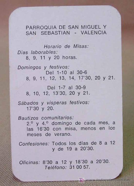 Coleccionismo Calendarios: CALENDARIO PARROQUIA SAN MIGUEL VALENCIA  1973
