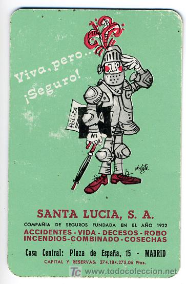 Collectables Calendars: CALENDARIO FOURNIER ,  SEGUROS SANTA LUCIA  , 1972 , CAL2685