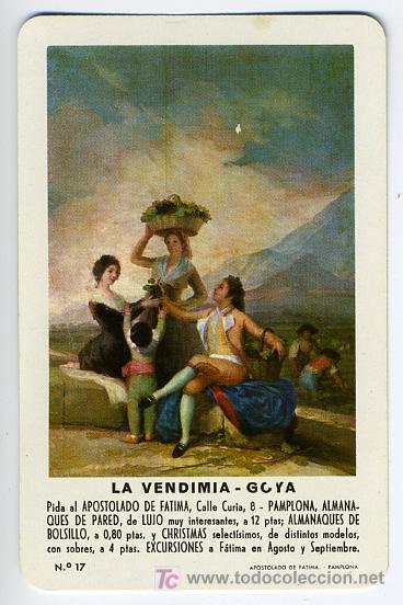 Collectables Calendars: CALENDARIO FOURNIER ,  LA VENDIMIA DE GOYA  , 1967 , CAL2695